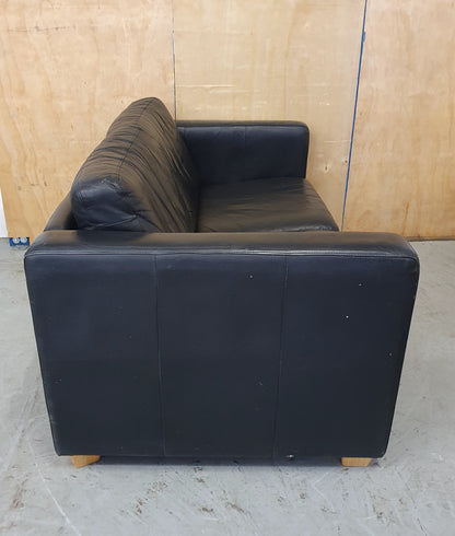 Black Leather 2 seater Sofa - 104108