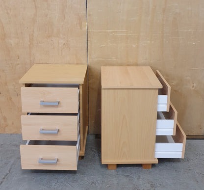 2 Matching 3 Drawer Wood Bedside Cabinets - EL104913 / EL104914