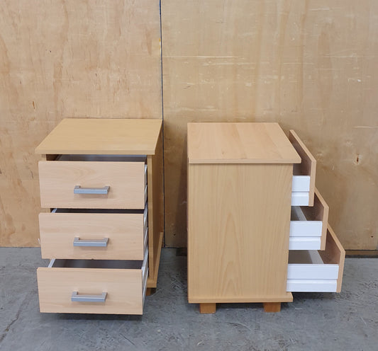 2 Matching 3 Drawer Wood Bedside Cabinets - EL104913 / EL104914