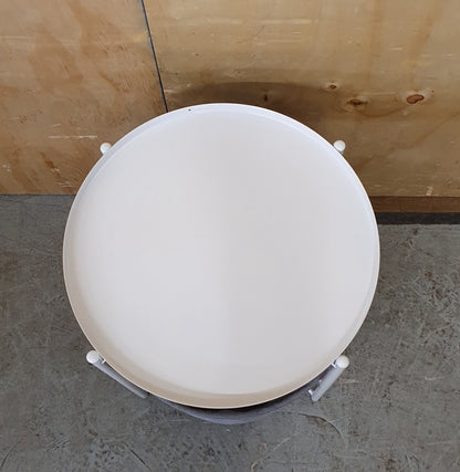 2 Tier Round White Metal Coffee Table with Grey Canvas Storage - 104268