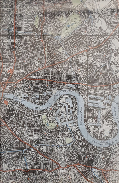 River Thames Map in Black Faux Leather Frame - 050425-02