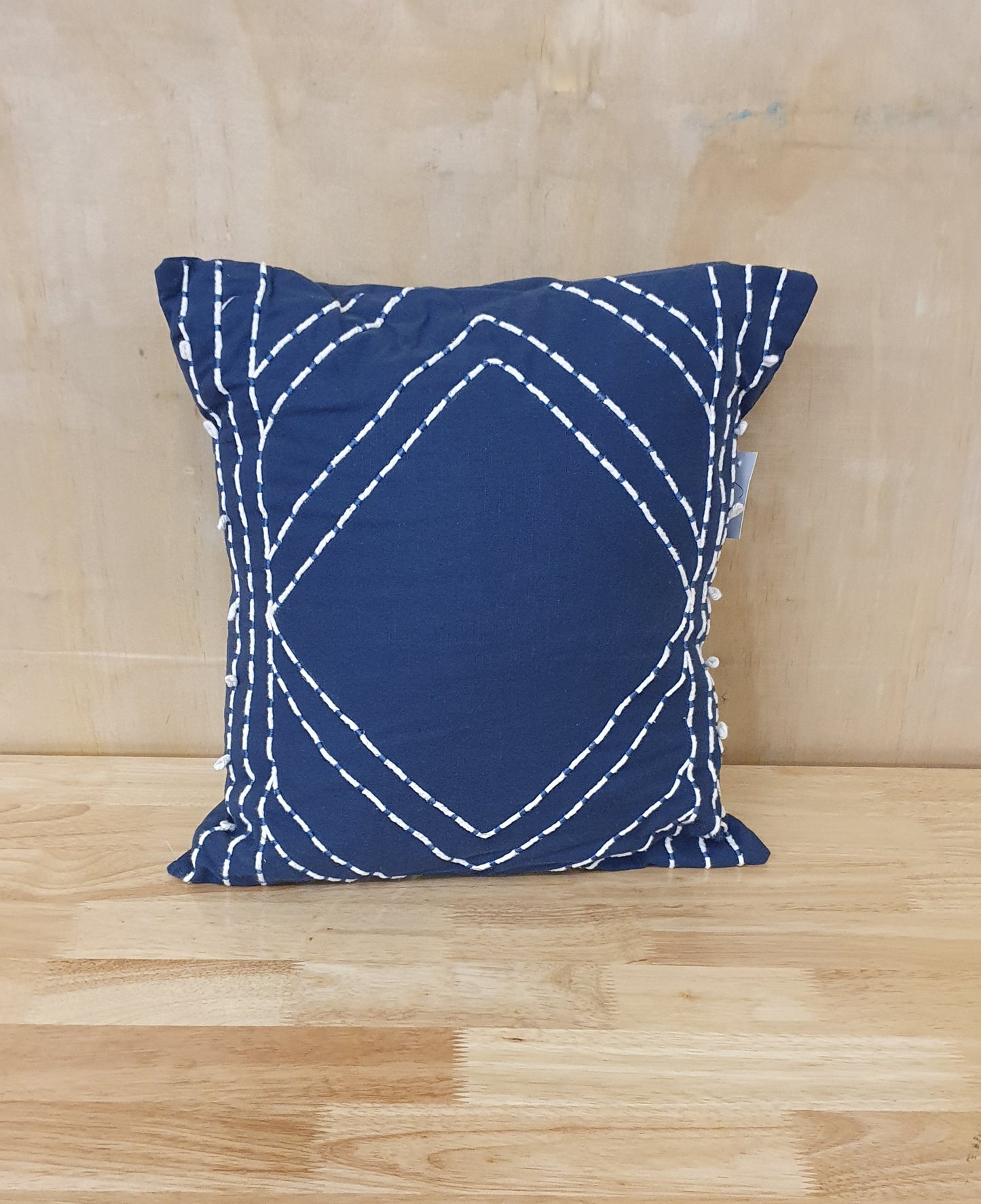 Single Blue Stitched Design Cushion - LQ100849