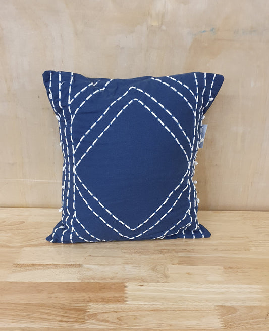 Single Blue Stitched Design Cushion - LQ100849