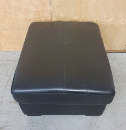 Large Black Faux Leather Ottoman / Pouffe - 104827