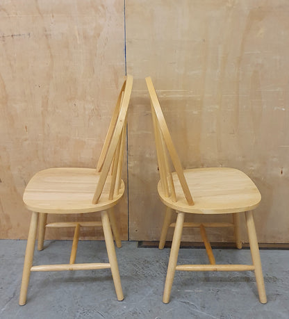 2 Matching Pine Spindle Back Dining Chairs - 104416 / 104417