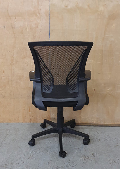 Black Office Chair with Mesh Fabric Back Rest and Castor Wheels - 103850