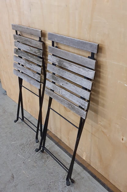 2 Foldable Wood Slatted Garden Chairs and Matching Table - 290126-01