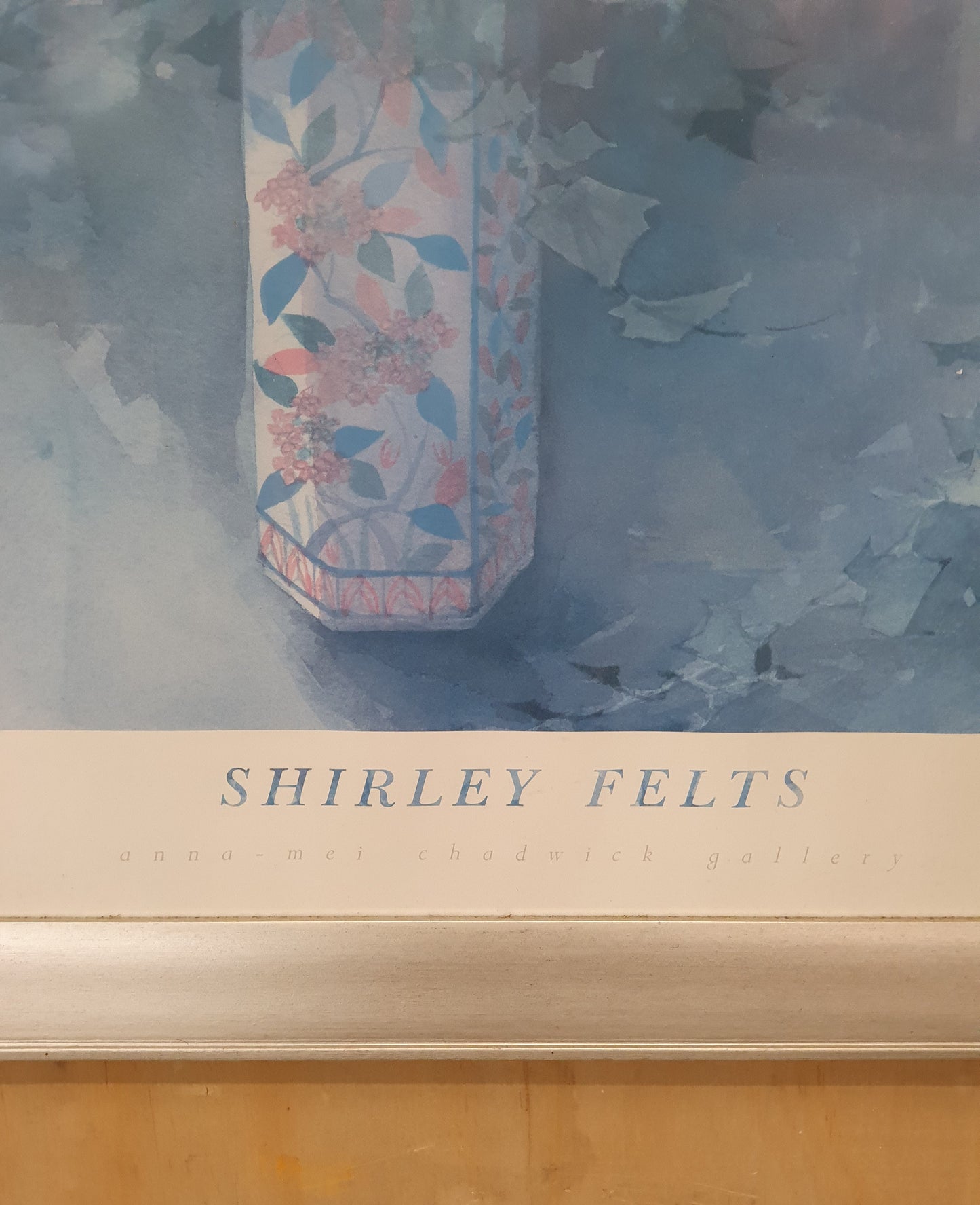 Shirley Felts 1986 Flowers in Vase Print in Silver Frame - EL100658