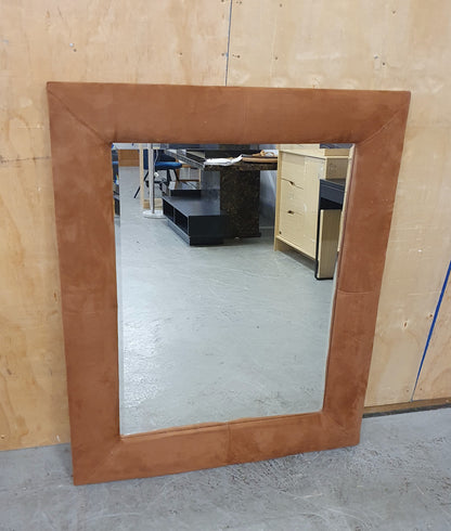 Large Brown Suede Hanging Mirror - 104817