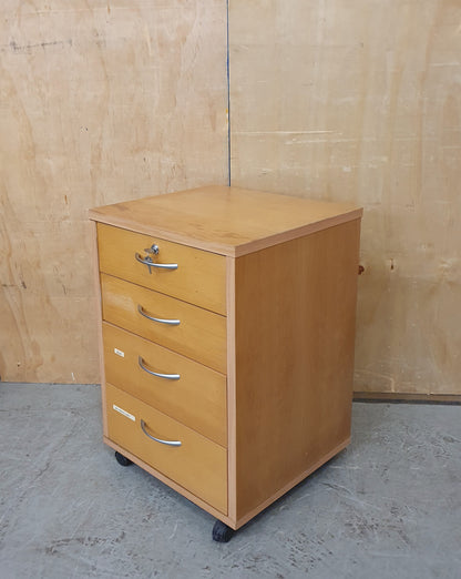 4 Drawer Lockable Wooden Filing Cabinet on Wheels - EL104373