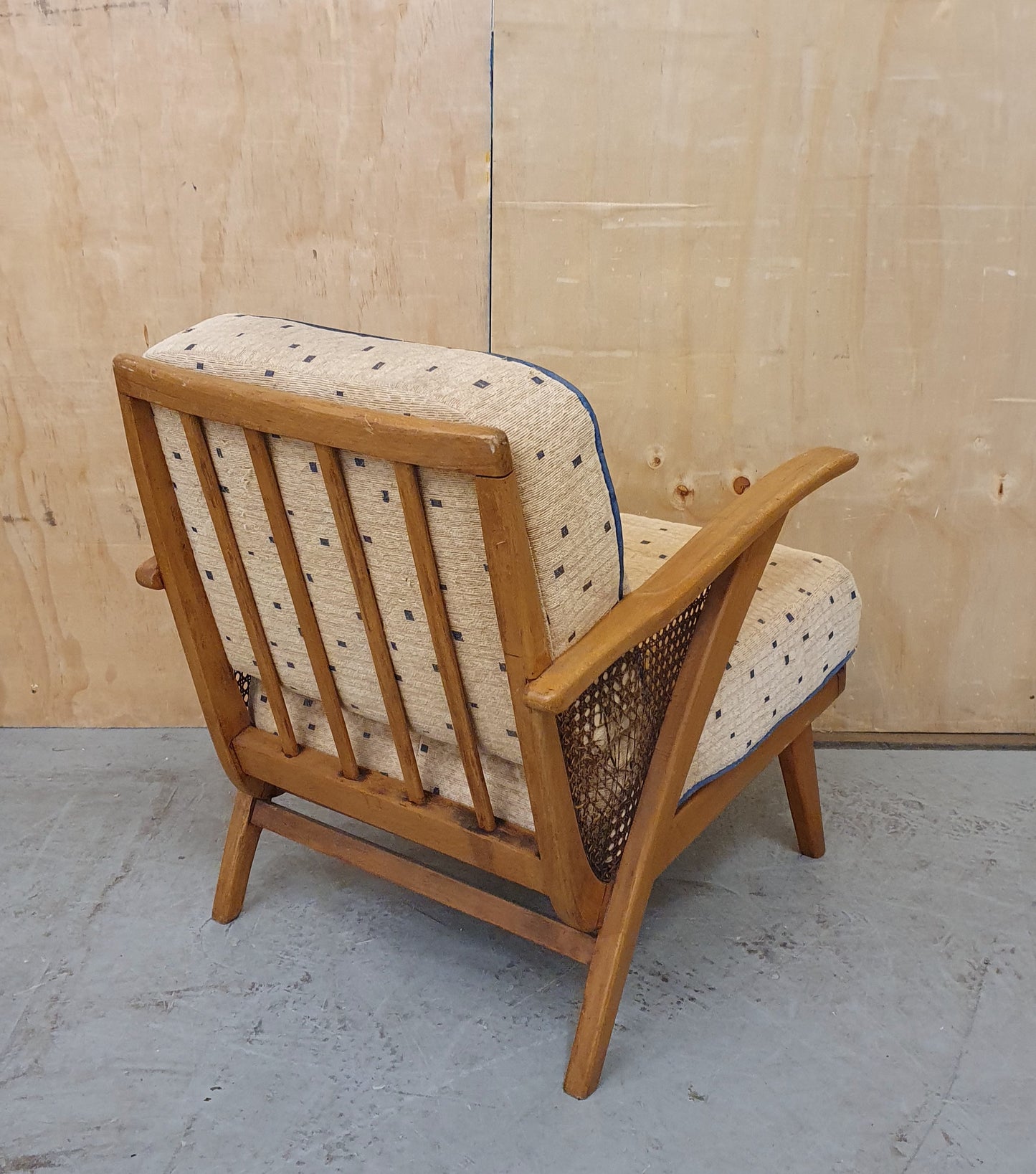 Mid Century Design Low Armchair with Rattan Sides - EL102418