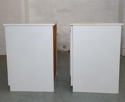 White Matching Wood Bedside Cabinets - EL100760/1