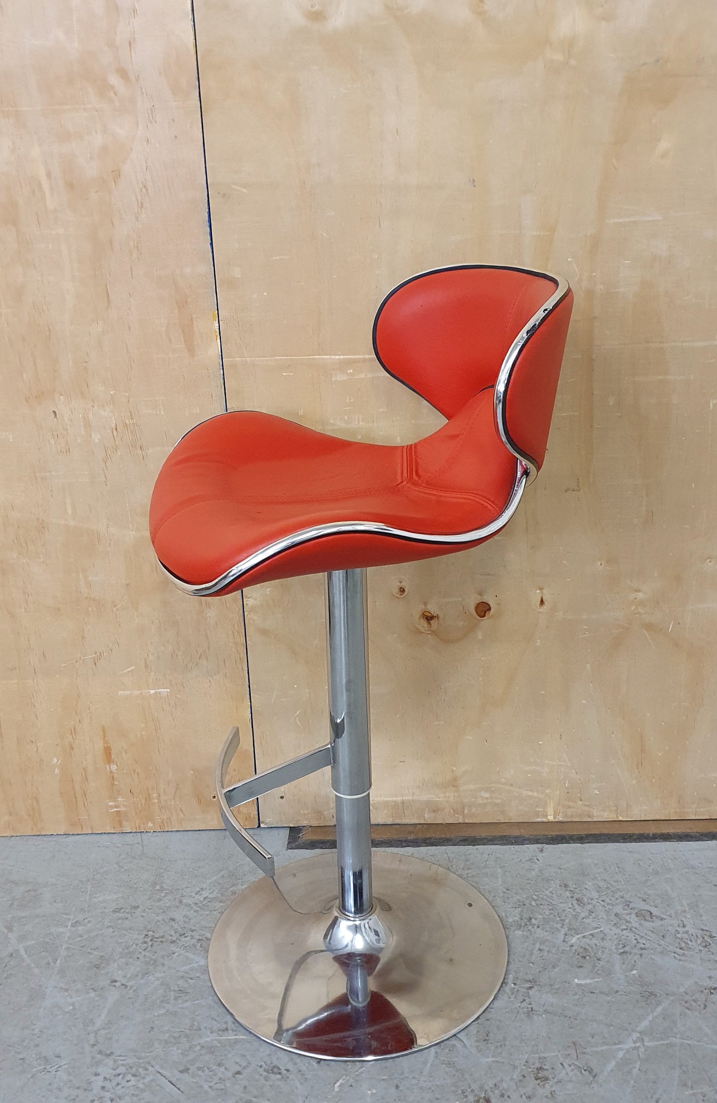 Single Red Leather Height Adjustable Bar Stool with Chrome Frame - 104164