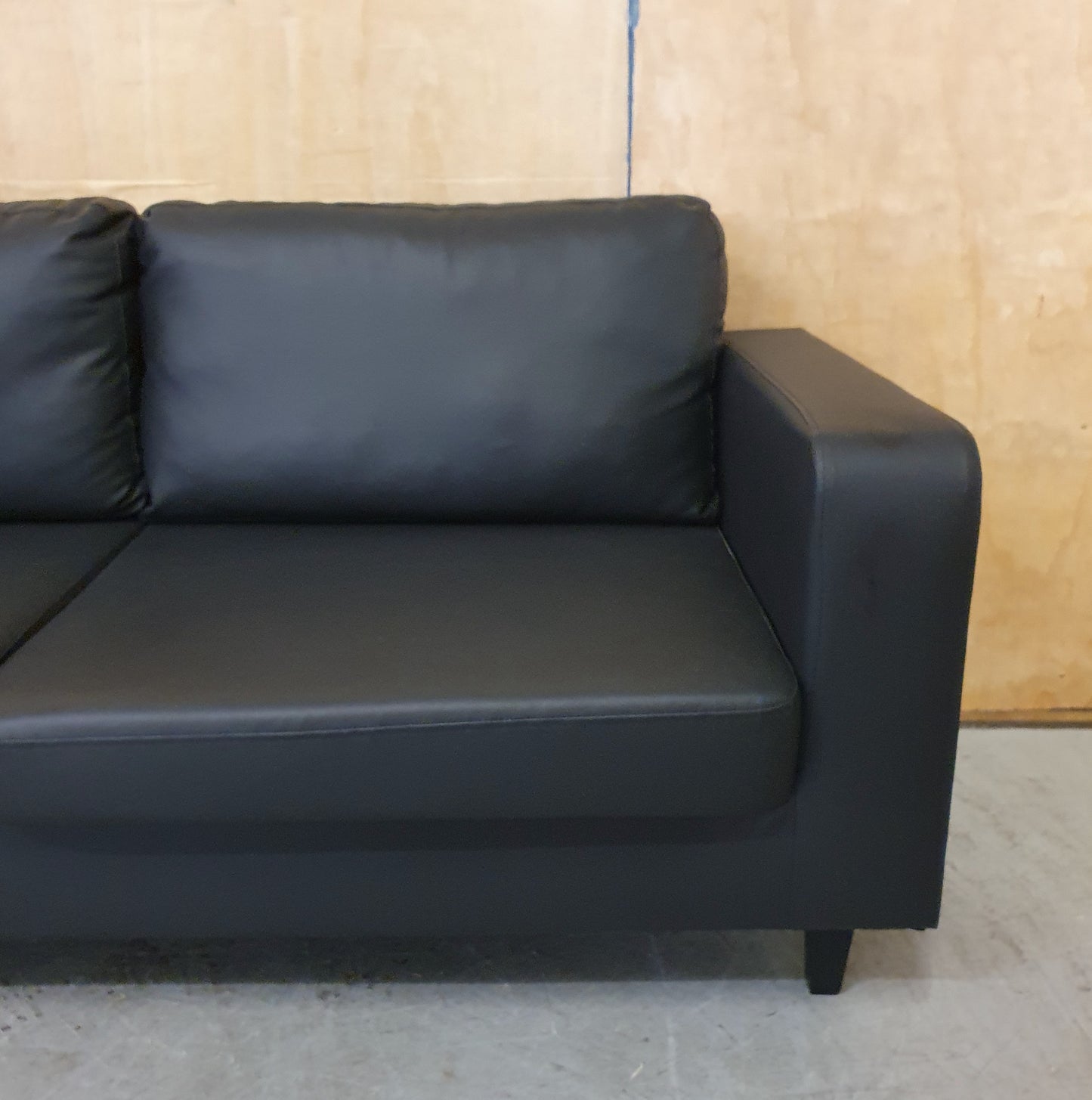 Black Faux Leather 2 Seater Sofa - 104863