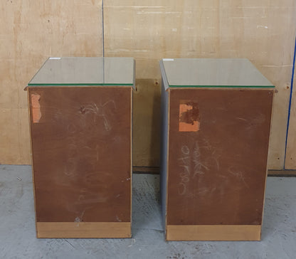 2 Grey Matching Bedside Cabinets with Removable Glass Top - 102749 / 102750