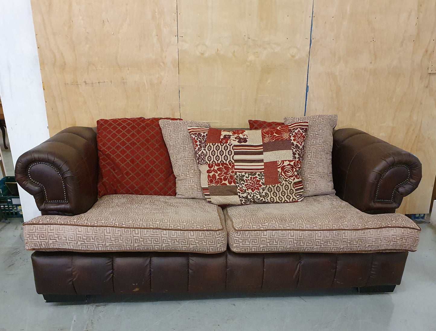 Brown 2 Seater Sofa with Cushioned Seat Back - 191024-01