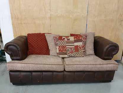 Brown 2 Seater Sofa with Cushioned Seat Back - 191024-01