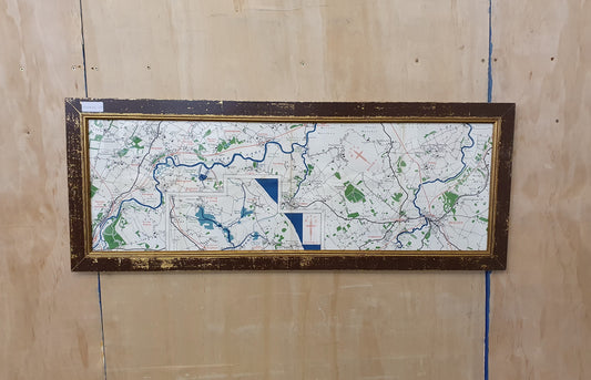 Large Map in Distressed Wooden Frame - 050425-07