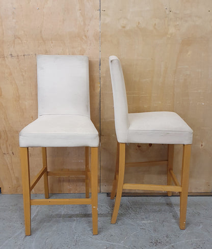 2 Matching Cream Fabric Covered Bar Stools - EL104227 / EL104228