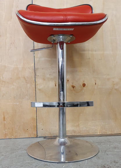 Single Red Leather Height Adjustable Bar Stool with Chrome Frame - 104164