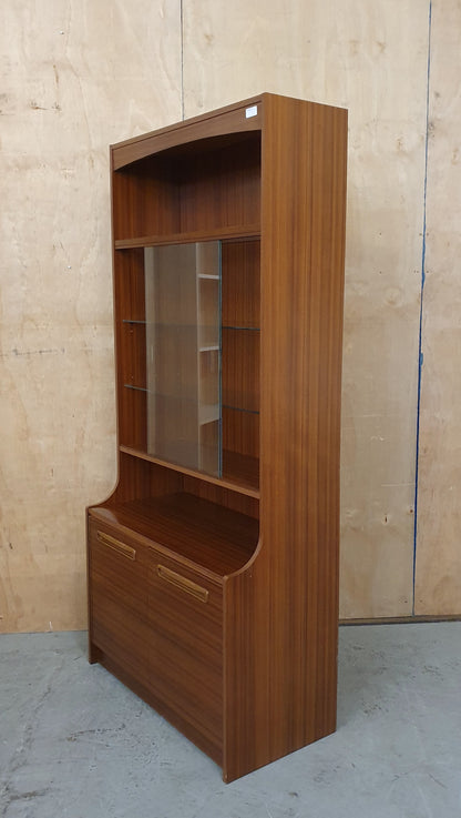 Vintage Glass Display Cabinet with Bottom Cabinet and Glass Shelves - 104463