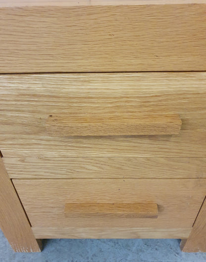 Single 2 Drawer Oak Bedside Cabinet - 104492