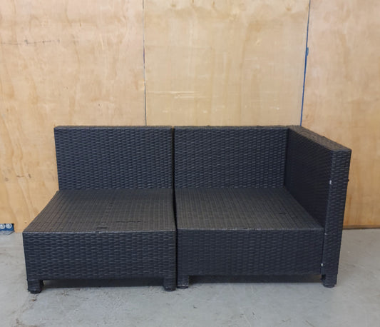 Dark Grey Plastic Woven Garden Chairs in Two Sections - EL103988 / EL103989