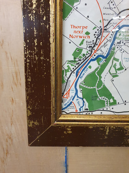 Large Map in Distressed Wooden Frame - 050425-07