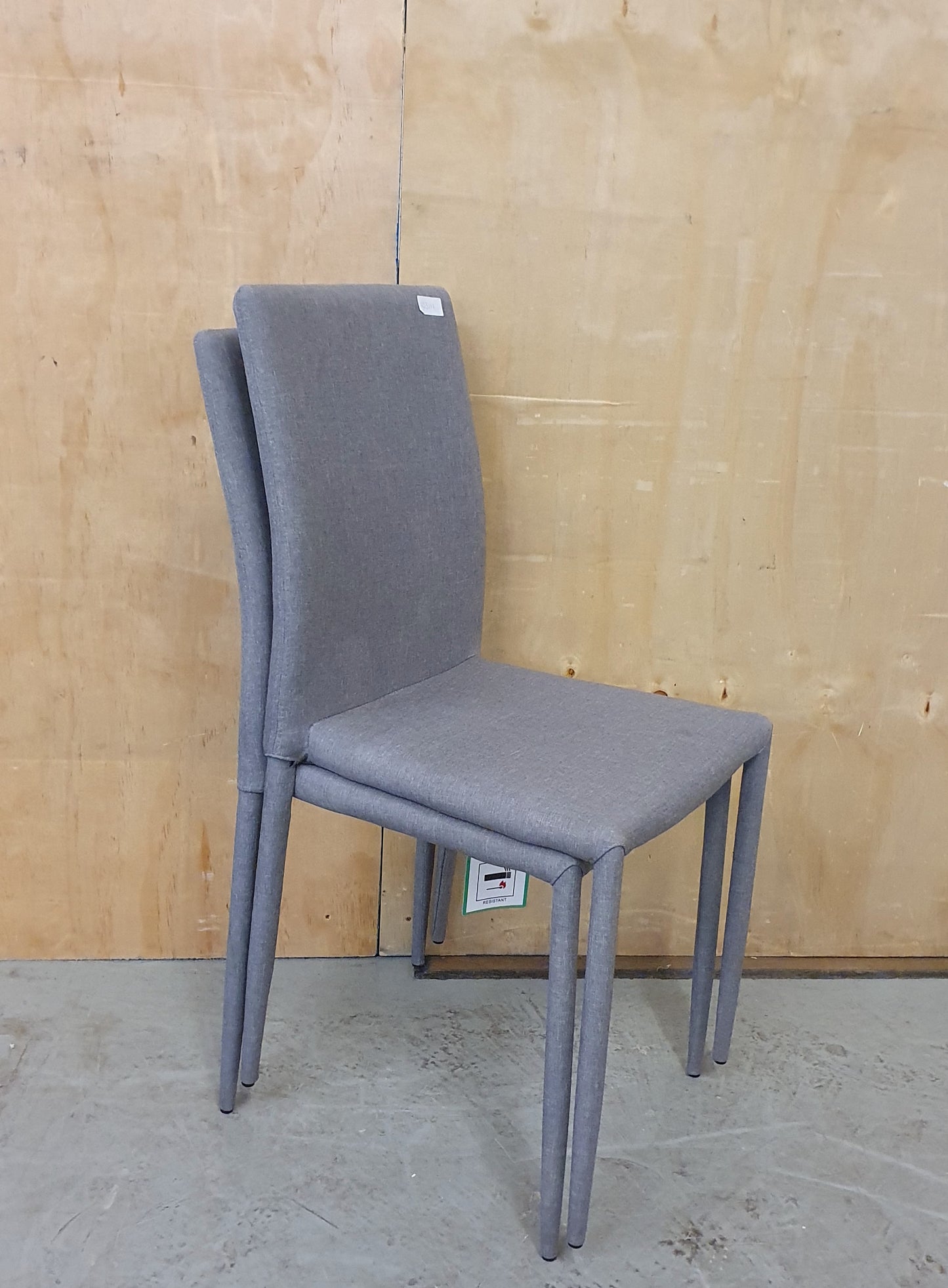 2 Grey Matching Fabric Stackable Dining Chairs - 103110 / 103111