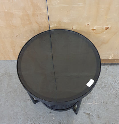 IKEA FROTORP Round 2 Tier Glass and Faux Marble Coffee Table - 104791