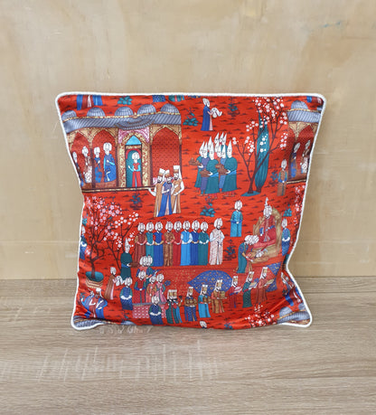 MAYRIDGES Silk Cushion Cover with Printed Design Zip - M140824-03