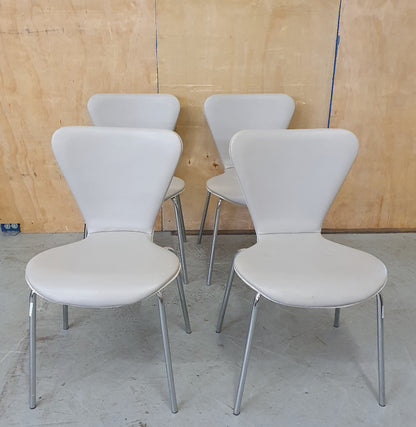 4 Matching Grey Faux Leather Dining Chairs with Chrome Frame - EL104367 / EL104368 / EL104369 / EL104370