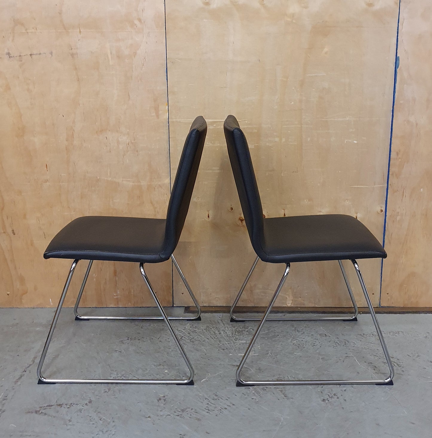 IKEA LILLANAS 2 Matching Black Faux Leather Dining Chairs - 104777 / 104778