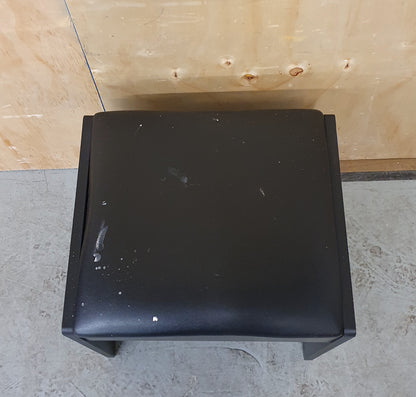 Black Wood Frame Footstool with Faux Leather Black Seat - EL104015