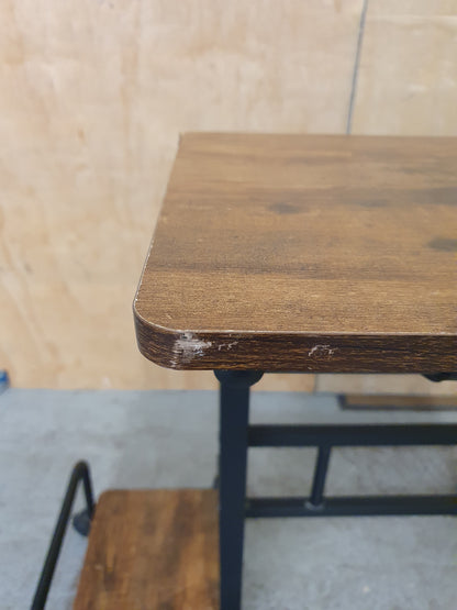 2 Tier Height Adjustable Small Wood Desk with Black Metal Frame - 104884