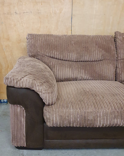 Brown Chunky Corduroy 2 Seater Sofa with Scatter Cushions - 1046111
