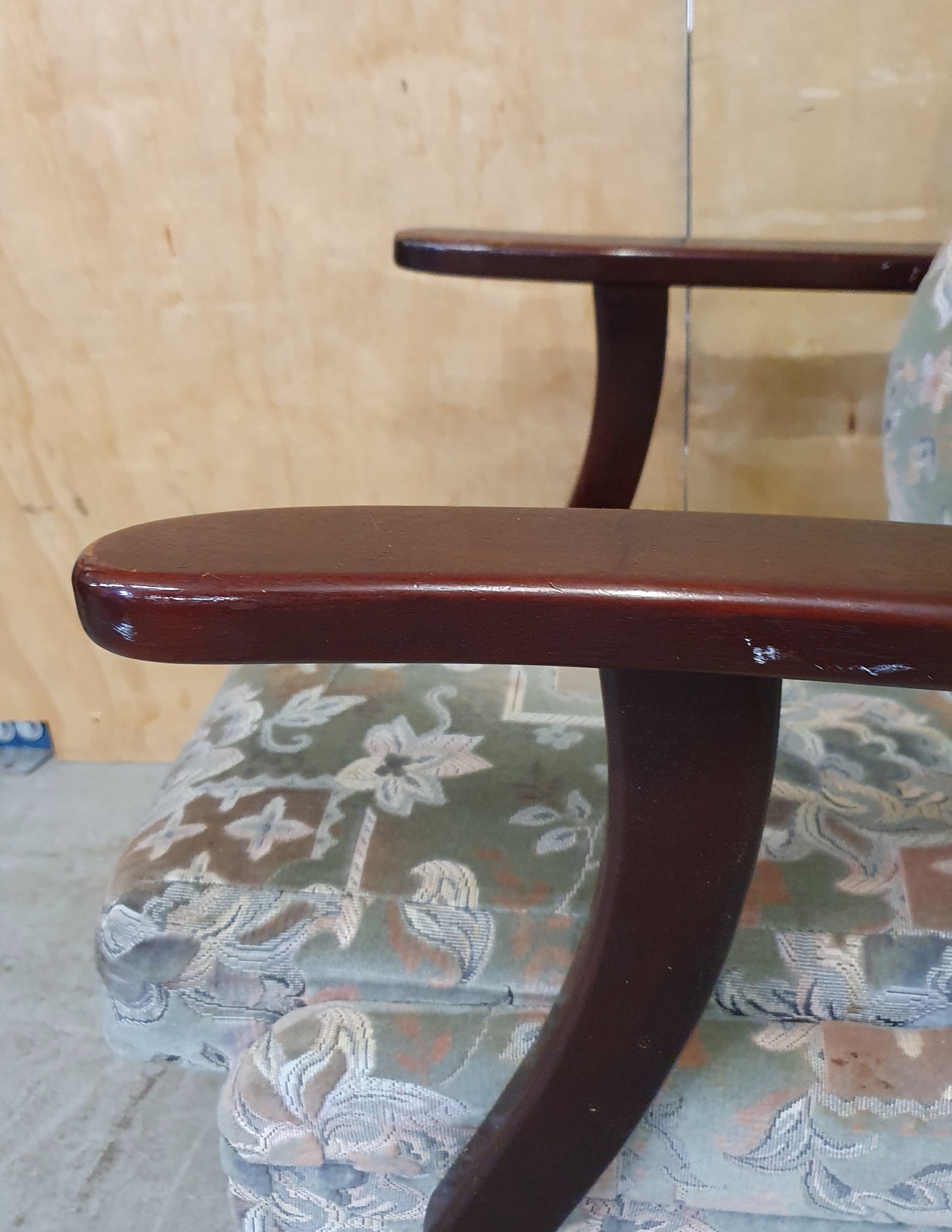 Vintage Highback Velvet Armchair with Cabriole Front Feet - EL104248