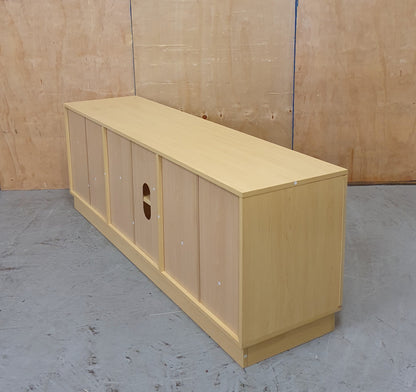 Wood TV Stand with 2 Slatted Doors and Internal Shelves - 104825