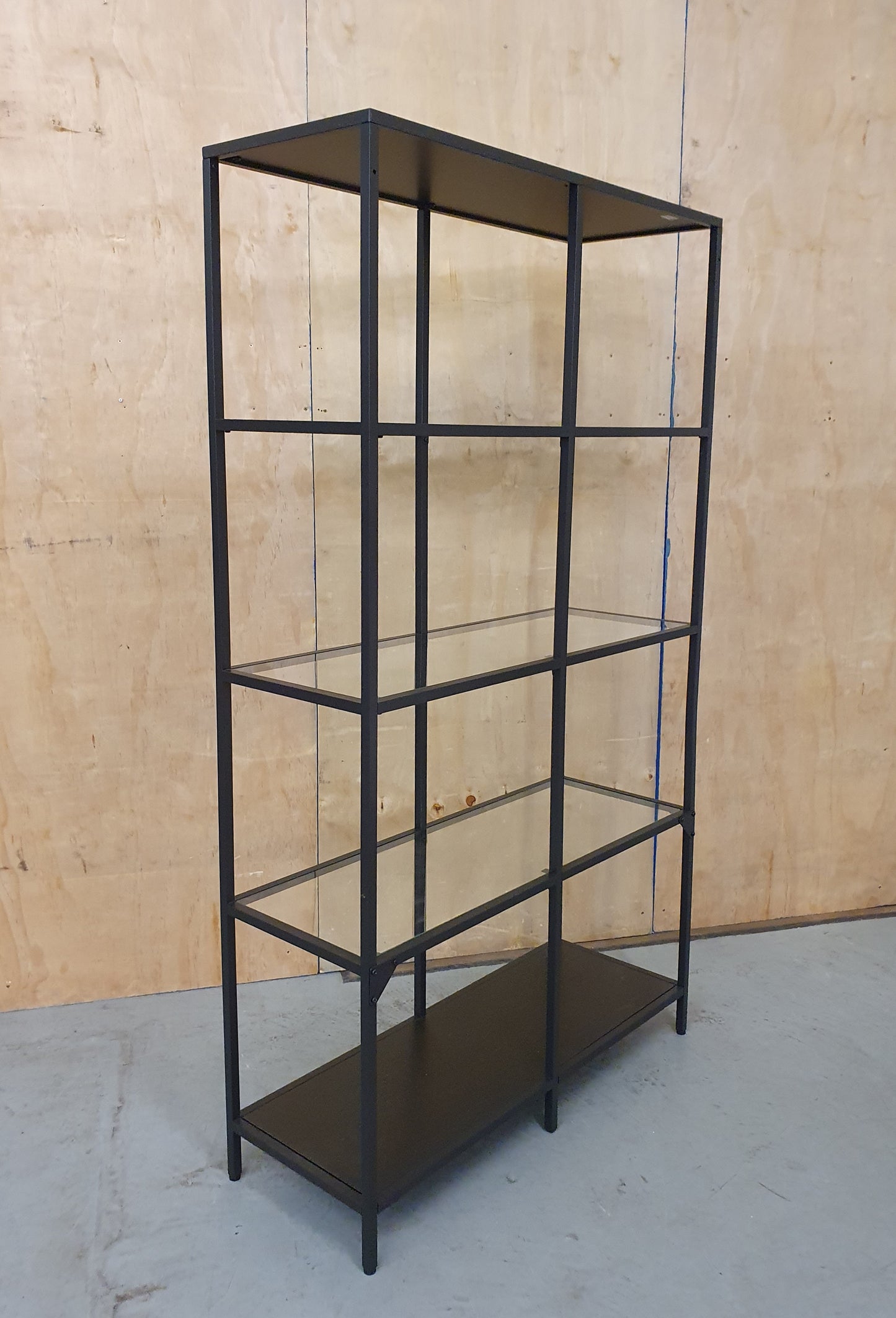 Black Metal Framed Glass Shelving Unit - 102335