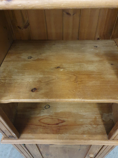 Tall Pine Display Cabinet with 3 Shelves and 1 Bottom Door - 104808