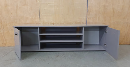 Large Grey High Gloss TV Stand with 2 Doors and Centre Shleving - 104045