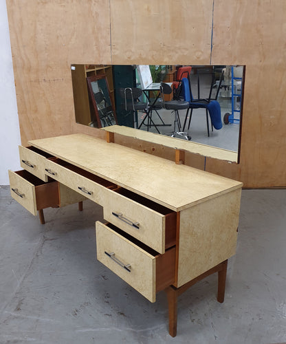 Vintage Wood Vaneer Beige Colour Dressing Table with Mirror - 103478