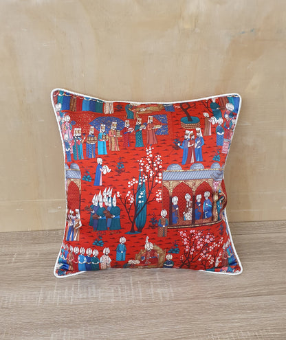 MAYRIDGES Silk Cushion Cover with Printed Design Zip - M140824-04