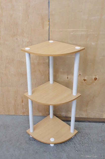 3 Tier Small Corner Shelving Unit with Wood Shelves - 104425