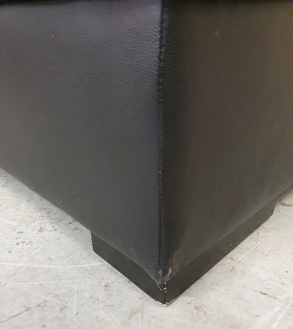 Large Black Faux Leather Ottoman / Pouffe - 104827