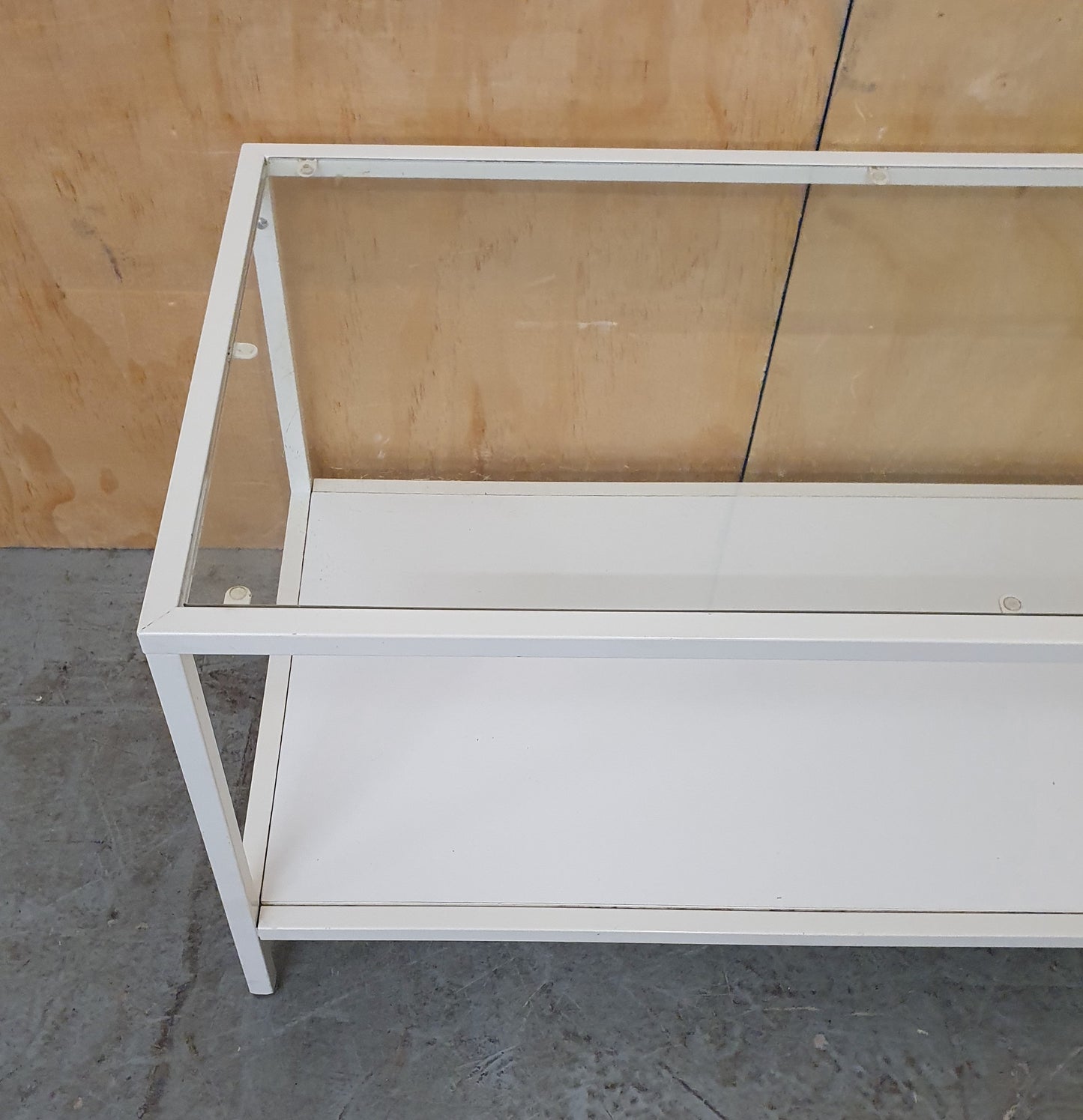 Modern White 2 Tier Coffee Table with Glass Top and Metal Frame - 104881
