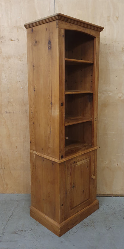 Tall Pine Display Cabinet with 3 Shelves and 1 Bottom Door - 104808