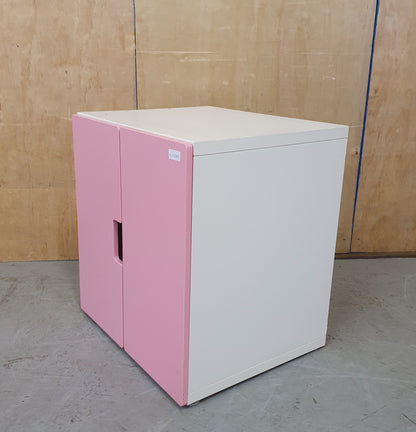 Pink and White 2 Door Children's Storage Cabinet with Interior Shelving - EL103045