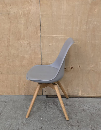Single Grey Chair with Cushioned Seat and Wooden Legs - 104762