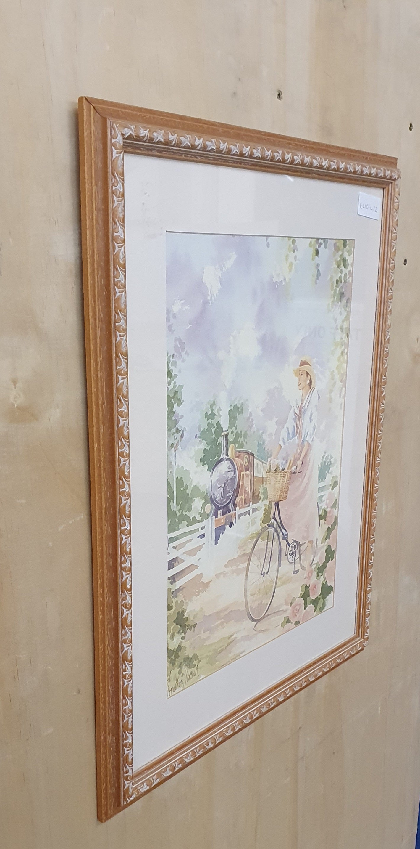 Lady on a Bicycle Watercolour Painting - EL101482